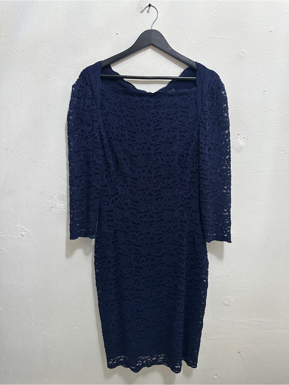Lauren Ralph Lauren Navy Lace Sheath Dress Women’s Size 12 3/4 Sleeve